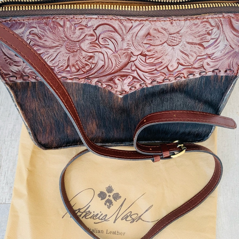 Patricia Nash Embossed Leather Crossbody Bag - Brown and Tan